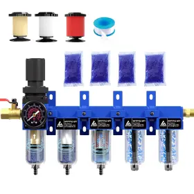 Atiny Wffff022u 1/4ftft Npt 5 Stage Air Dryer For Compressor &0.5 &0.01 Micron Filter Cartrid