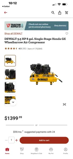 D55270 DEWALT Wheelbarrow Air Compressor