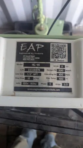 HL-15 EAP Compressed Air Desiccant Dryer