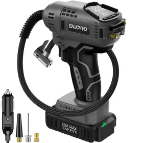 Enjoyvo Ej8001 Cordless Tire Inflator Portable Air Compressor With 20v/12v Dual Power 180ps