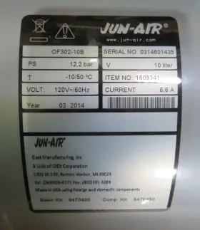 OF302-10B GAST JUN-AIR Oil Compressor #3