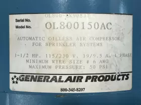 OL800150AC GENERAL AIR PRODUCTS Auto Oilless Compressor #2