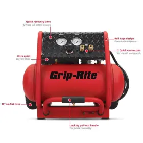 GR2540LR GRIP-RITE Wheeled Air Compressor Ultra Single Tank #2