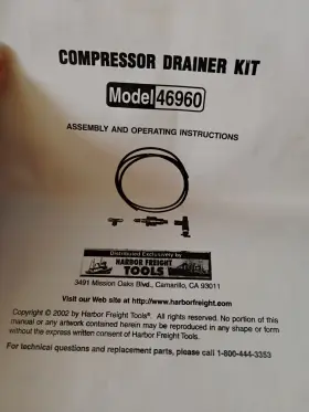 46960 HARBOR FREIGHT Automatic Compressor Drainer Kit #2