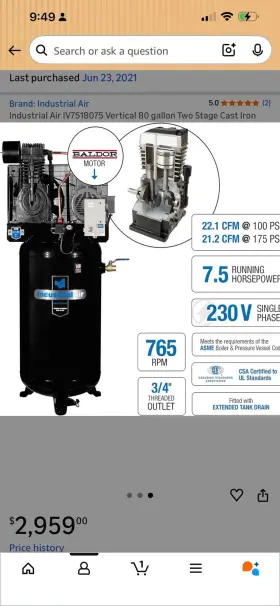 IV7518075 INDUSTRIAL AIR Vertical Compressor