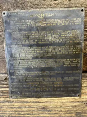D-31575 INGERSOLL RAND Compressor Plaque