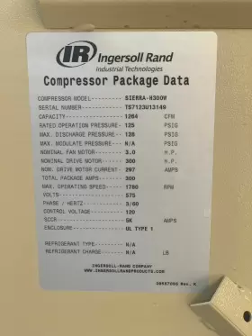 H300W INGERSOLL RAND Sierra Air Compressor Oil #3
