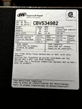 R11I-A125 INGERSOLL RAND Contact Cooled Rotary Screw Air #3