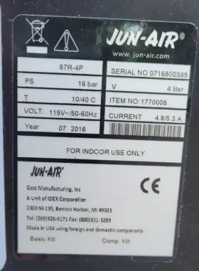 87R-4P JUN-AIR Compressor Hospital Vac