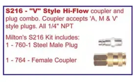 S216 MILTON Npt Air Coupler Plug Kit #2