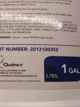 2013100352 QUINCY Compressor Quinsyn Air Oil Gallon #2