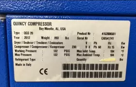 QGS-20 QUINCY Rotary Screw Air Compressor Dryer #3