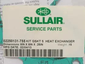 02250131-755 SULLAIR Box Heat Exchanger Gasket Kit #2