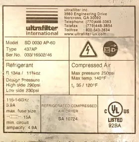 AP-60 ULTRAFILTER / DONALDSON NOW Refrigerated Compresses Air #2