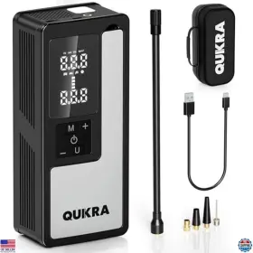 P009 VISIT THE QUIKRA STORE Tire Inflator Cordless Auto Shut