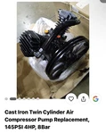 Goplus 3hp 2 Piston V Style Twin Cylinder Air Compressor Pump Motor Head. Fixed Price $150.00.