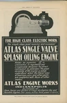 1907 Atlas Engine Works Vintage Ad Indianapolis In Single Valve Splash Oil. Fixed Price $12.00.