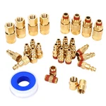 Fypower 30 Pieces Solid Brass Air Fittings, 1/4" Npt Coupler And Plug Kit.... Fixed Price $45.41.