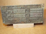 Vintage Ingersoll Rand & Co. Air Compressor Brass Manufacturer Data Tag/plate. Fixed Price $23.95.