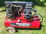 Sanborn 'magna Force' 25 Gal 5hp Gas Air Compressor 120psi. Fixed Price $250.00.