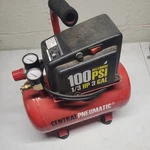 Broken Central Pneumatic 3 Gallon Oilless Air Compressor-100 Max Working Psi. Fixed Price $30.00.