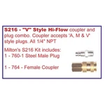 Milton S216 1/4" Npt V Style Air Coupler And Plug Kit. Fixed Price $15.14.