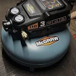 Mcgraw 3 Gallon 1/3 Hp 110 Psi Low Profile Oil-free Pancake Air Compressor 120v. Fixed Price $99.95.