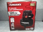 Husky 3 Gal 120psi Portable Electric Oil-free Light Duty Pancake Air Compressor. Fixed Price $38.99.