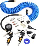 16pc Air Compressor Kit Recoil Hose Tire Inflator Blow Gun Heavy Duty Steel Blue. Fixed Price $52.85.