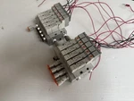 Pneumatic Manifold W/ 5 Smc #sy3140-5gz Solenoid Control Valves Lot Of 2. Fixed Price $125.00.