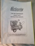 Grizzly Industrial 3 Hp Air Compressor Model H4519 Instruction Manual. Fixed Price $9.99.