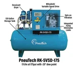 2019 Pneutech Rk-5vsd-175b-l 5hp Variable Speed Rotary Screw Compressor 120 Gal. Fixed Price $5500.00.