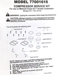 Midmark Power Air Compressor Service Kit # 77001616 For P21 P22 P23 Heads 2770cg. Fixed Price $599.99.
