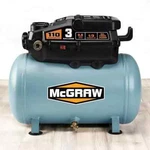 Mcgraw 3 Gallon 1/3 Hp 110 Psi Low Profile Oil-free Hotdog Air Compressor 120v. Fixed Price $86.99.