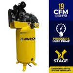 Emax Industrial 2-stage Vertical Stationary Air Compressor, 5hp, 80 Gal, 230. Fixed Price $3524.00.